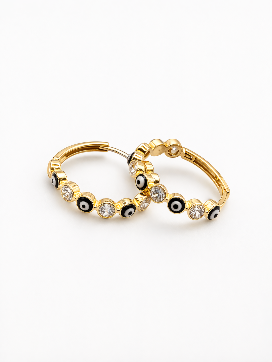 Evil eye crystal hoops